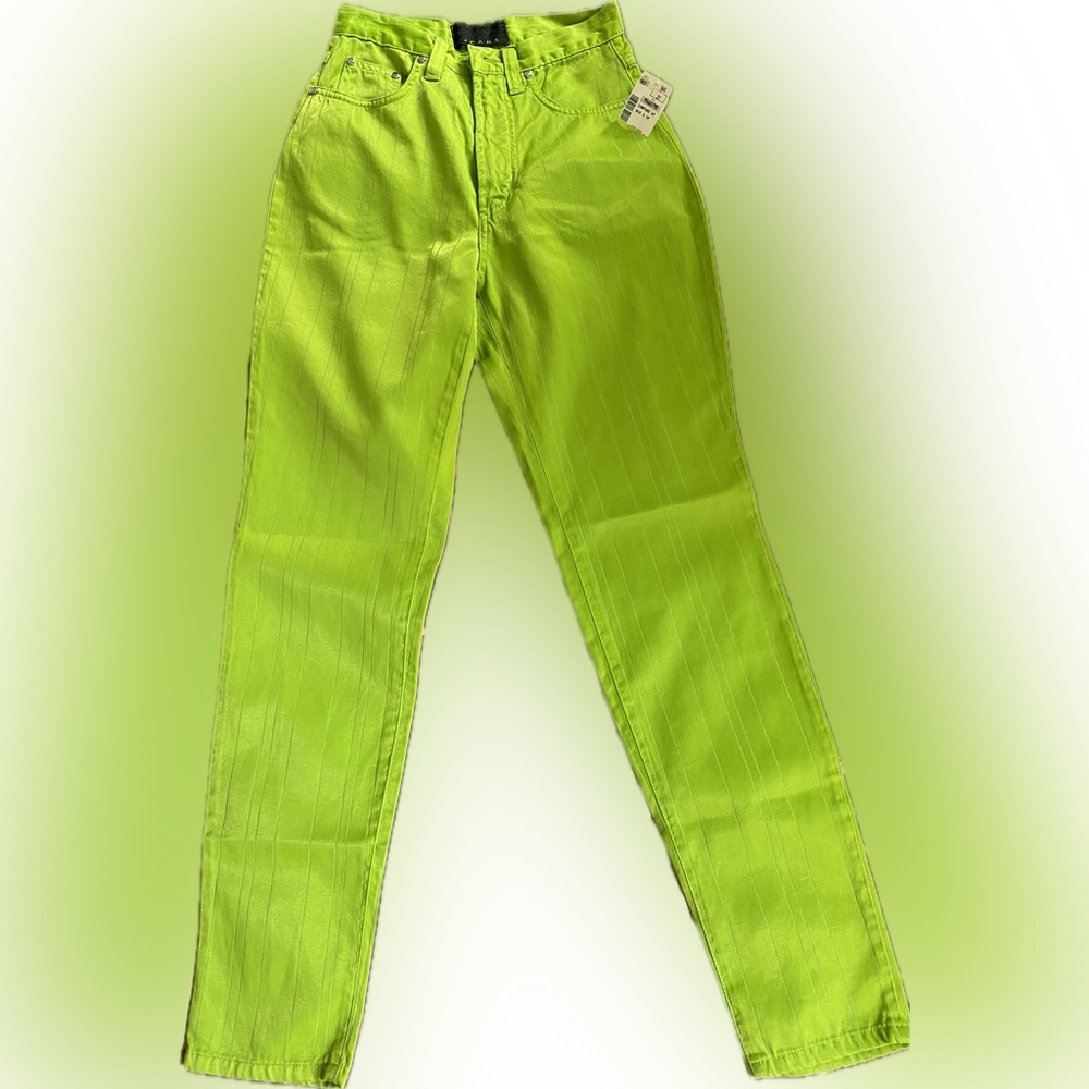 Vintage 90s Extē lime green high waist pants size 27